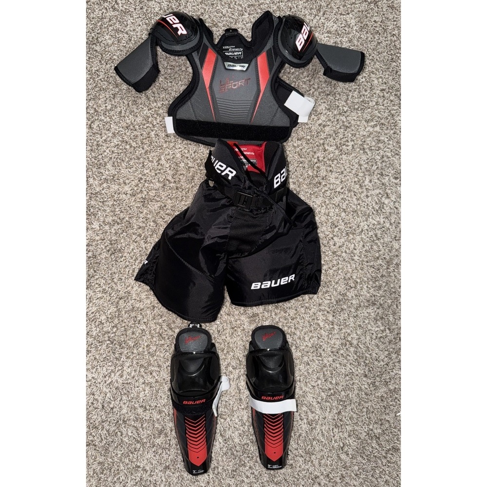 Youth Hockey Gear Set Bauer Lil Sport Lot Shoulder Pads Pants Shin Guards NICE